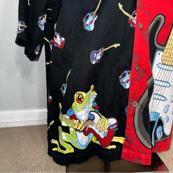 Chillwear Y2K frog guitar all over print graphic Button Front Shirt XL - Picture 5 of 12